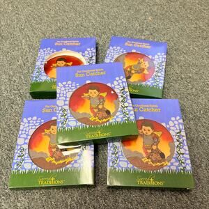 Lot of 5 Children's Catholic Saint St Michael Sun Catcher Glass Ornament